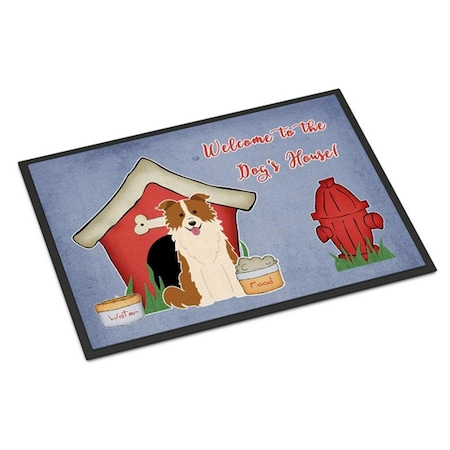 Carolines Treasures Dog House Collection Border Collie Red White Indoor or Outdoor Mat, 18 x 0.25 x 27 in. BB2873MAT
